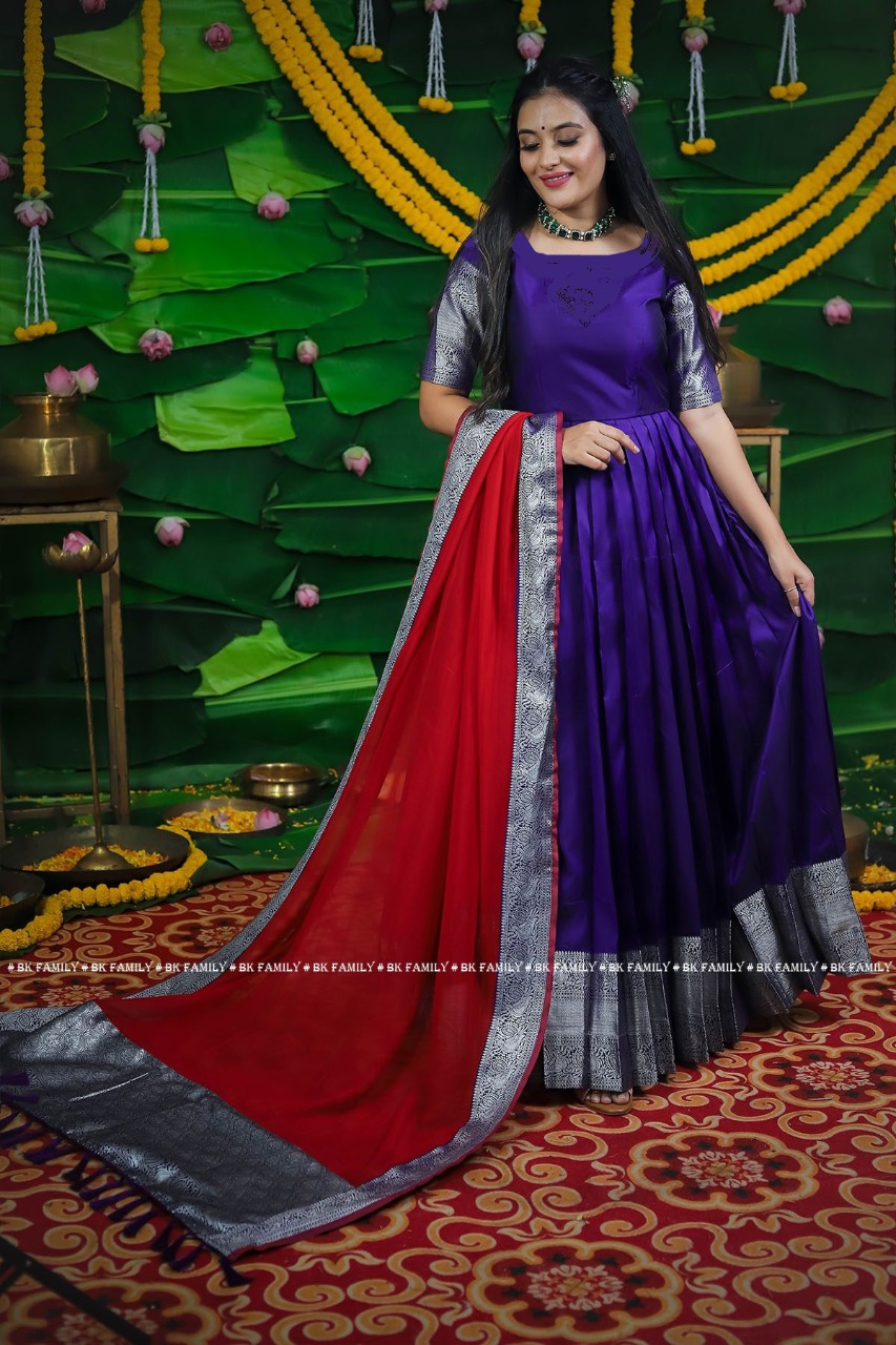 Pattu gown sale designs